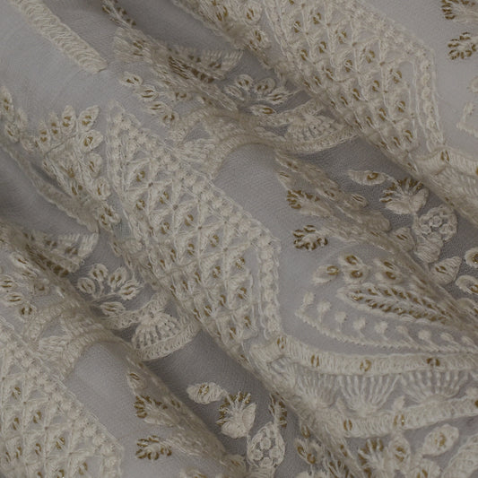 White Color Georgette Embroidery