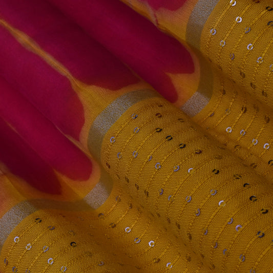 Multi-Colored Chanderi Tie & Die Border Fabric