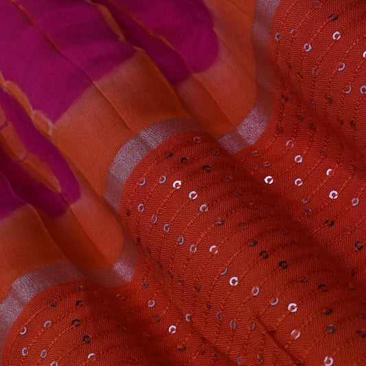 Multi-Colored Chanderi Tie & Die Border Fabric