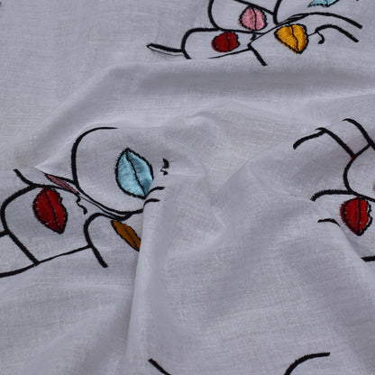 White Color Cotton Embroidery Fabric