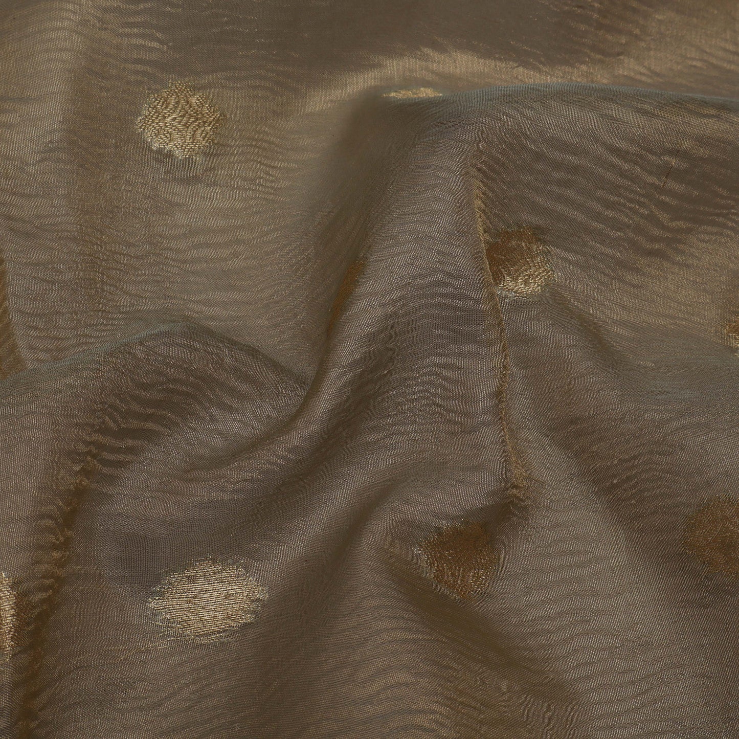 Beige Color Crush Tissue Booti Fabric