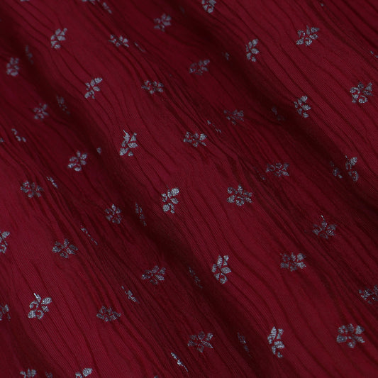 Cherry Red Color Crush Tissue Jacquard  Fabric