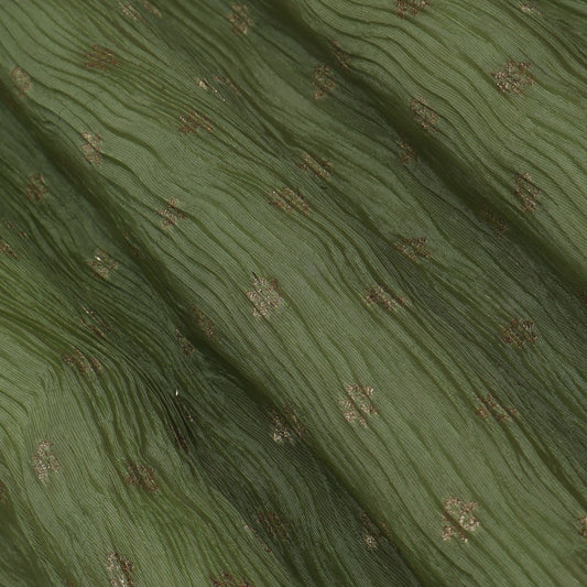 Pista Green Color Crush Tissue Jacquard Fabric