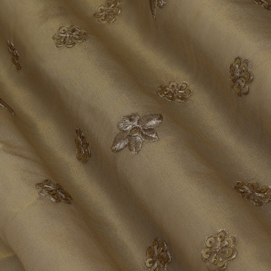 Beige Color Tissue Sequins Booti Fabric