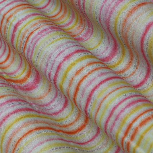 Multi Colored Mulmul Foil Print Fabric