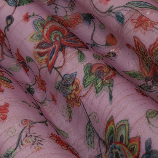 Coloured Organza Lurex Print Fabric