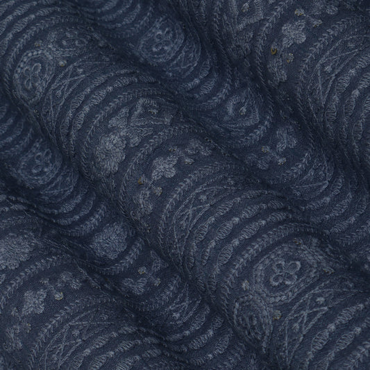 Grey Color Nokia Silk Embroidery Fabric