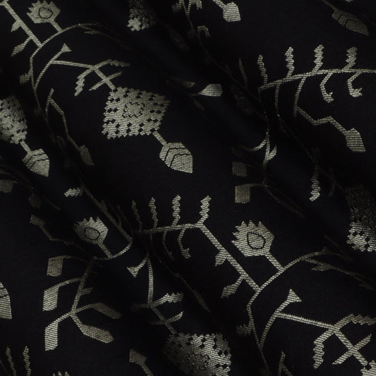 BLACK Color Fabric Munga Brocade