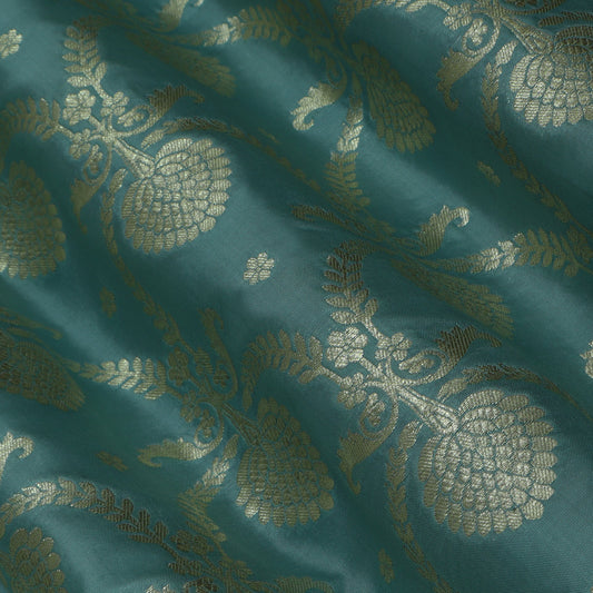 Sea Green Color Chinia Dupion Silk Brocade Fabric