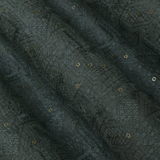 Sea Green Color Nokia Silk Embroidery Fabric