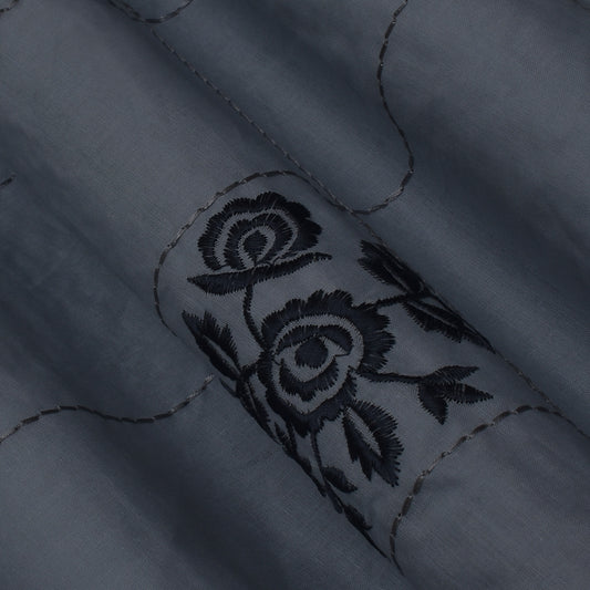Grey Color Cotton Embroidery Fabric
