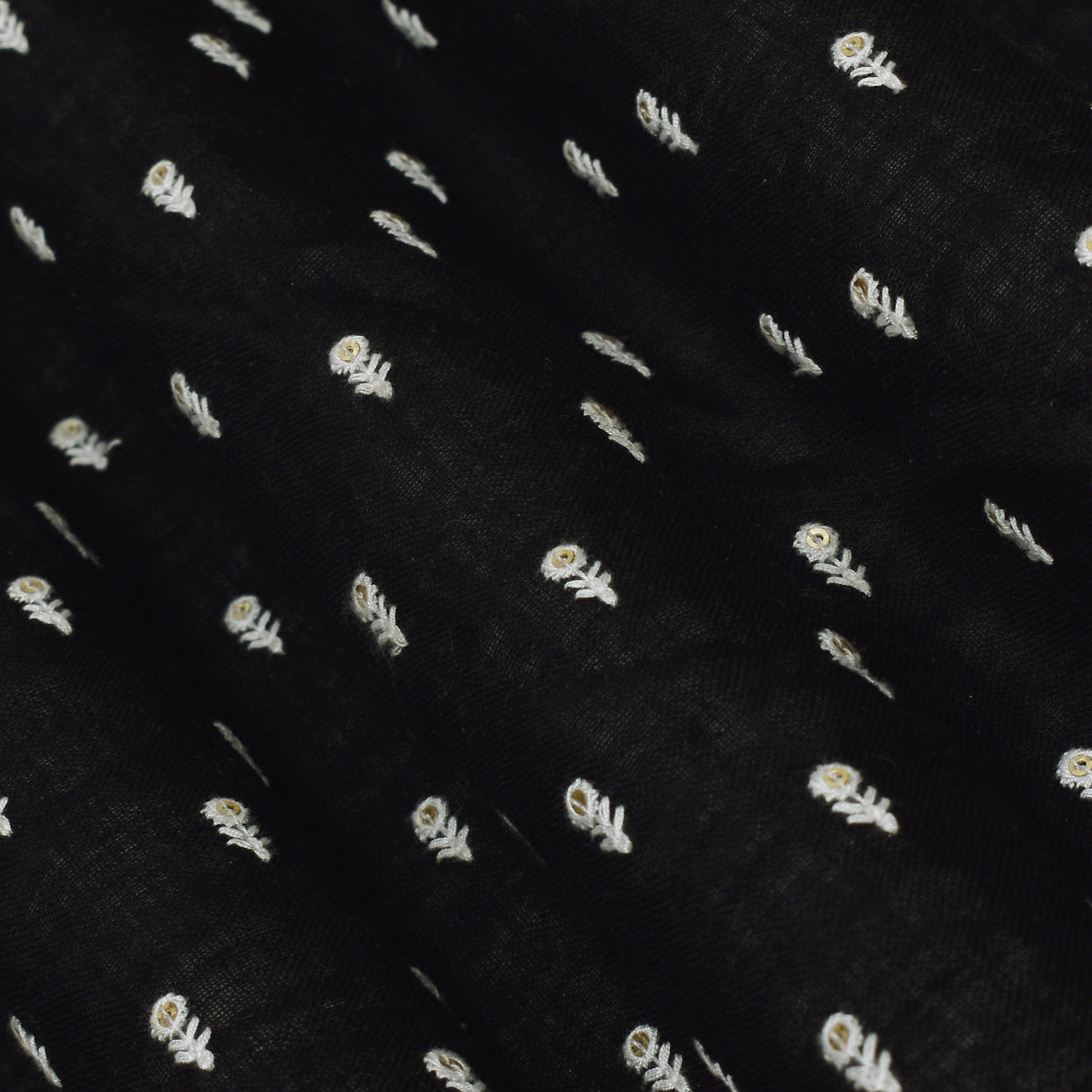 Black Color Linen Booti Fabric – KC Creations