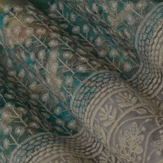 Multi-Colored Chanderi Print Embroidery Fabric