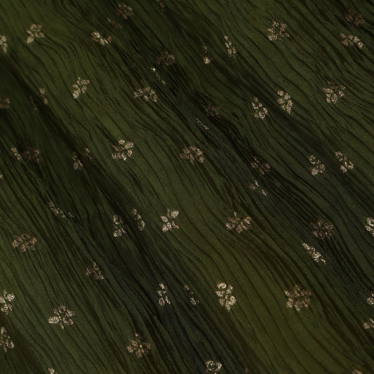 Mehendi Green Color Crush Tissue Jacquard  Fabric