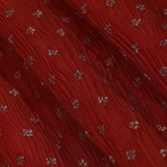 Red Color Crush Tissue Jacquard  Fabric