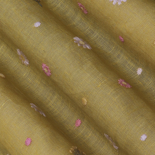 Mustard Color Linen Booti Fabric