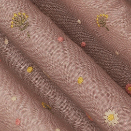 Peach Color Linen Booti Fabric