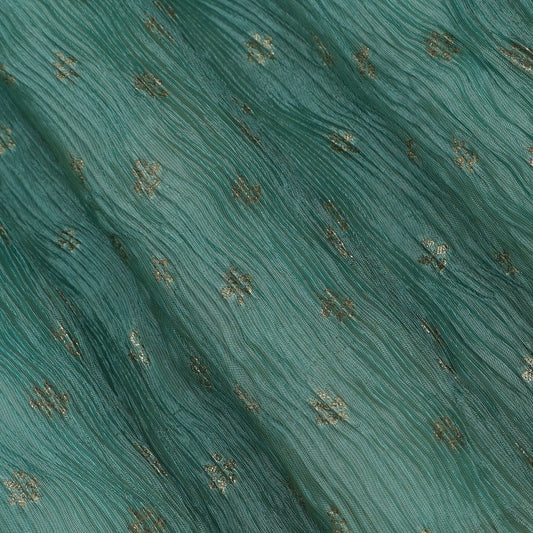 Sea Green Color Crush Tissue Jacquard Fabric