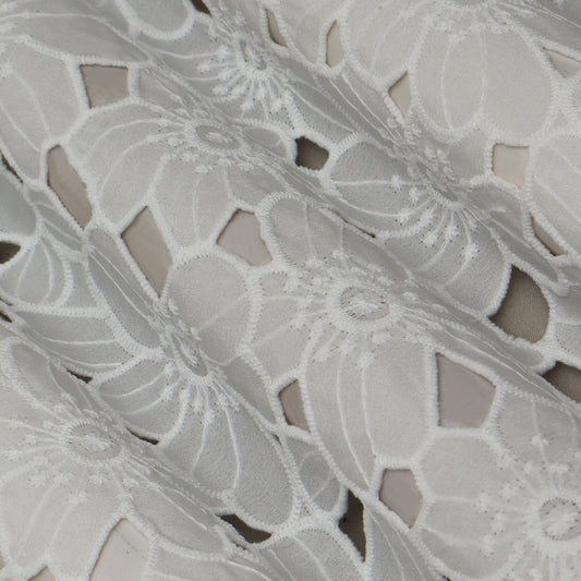 White Color Crosia Cotton Fabric