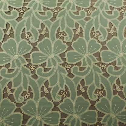 Sea Green Color Crepe Embroidery Fabric