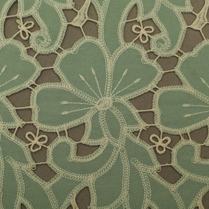 Sea Green Color Crepe Embroidery Fabric