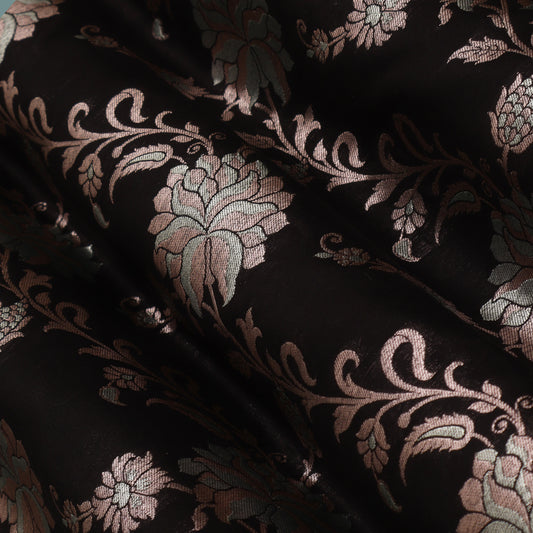 Black Color Silk Brocade Fabric