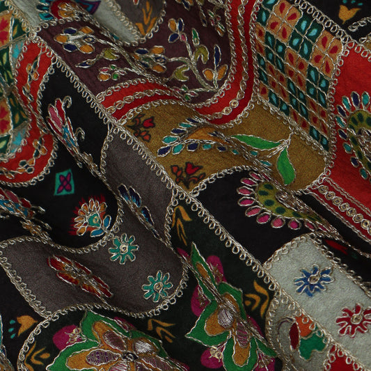 Multi-Colored Crepe Embroidery Fabric