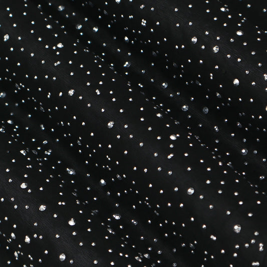 Black Color Satin Glitter Fabric