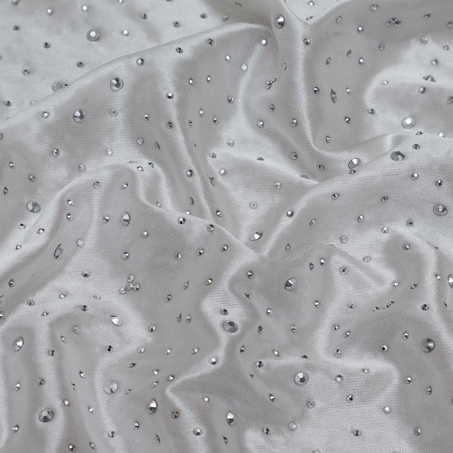 White Color Satin Glitter Fabric