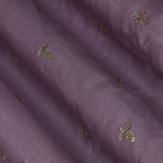 Purple Color Chinon Embroidery Fabric
