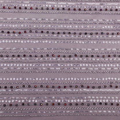 Lilac Color Net Embroidery Fabric