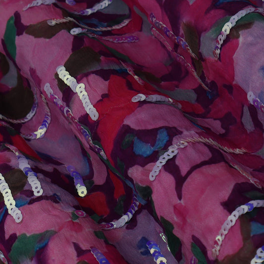 Multi-Colored Chinon Embroidery Fabric