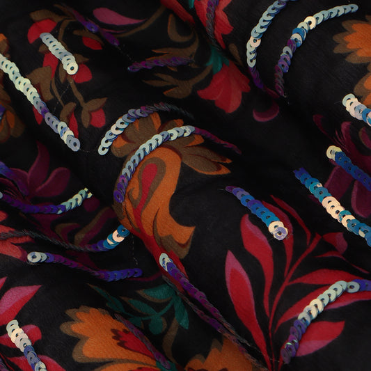 Multi-Colored Chinon Embroidery Fabric