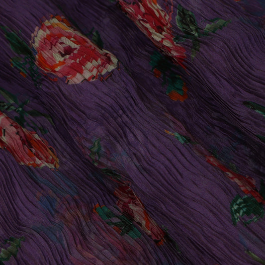 Purple color Crush Tissue Print Fabric