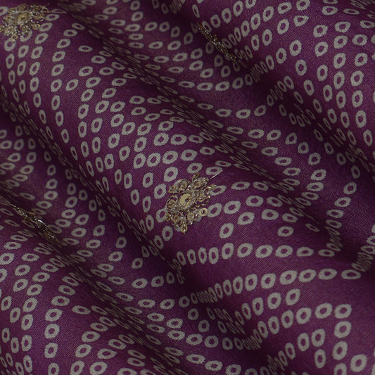 Purple  Color Tissue Booti Fabric