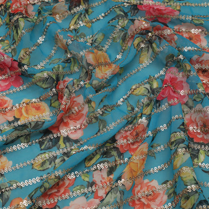 Georgette Print Embroidery Fabric