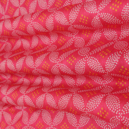 Pink Color Soft Dupion Print Fabric