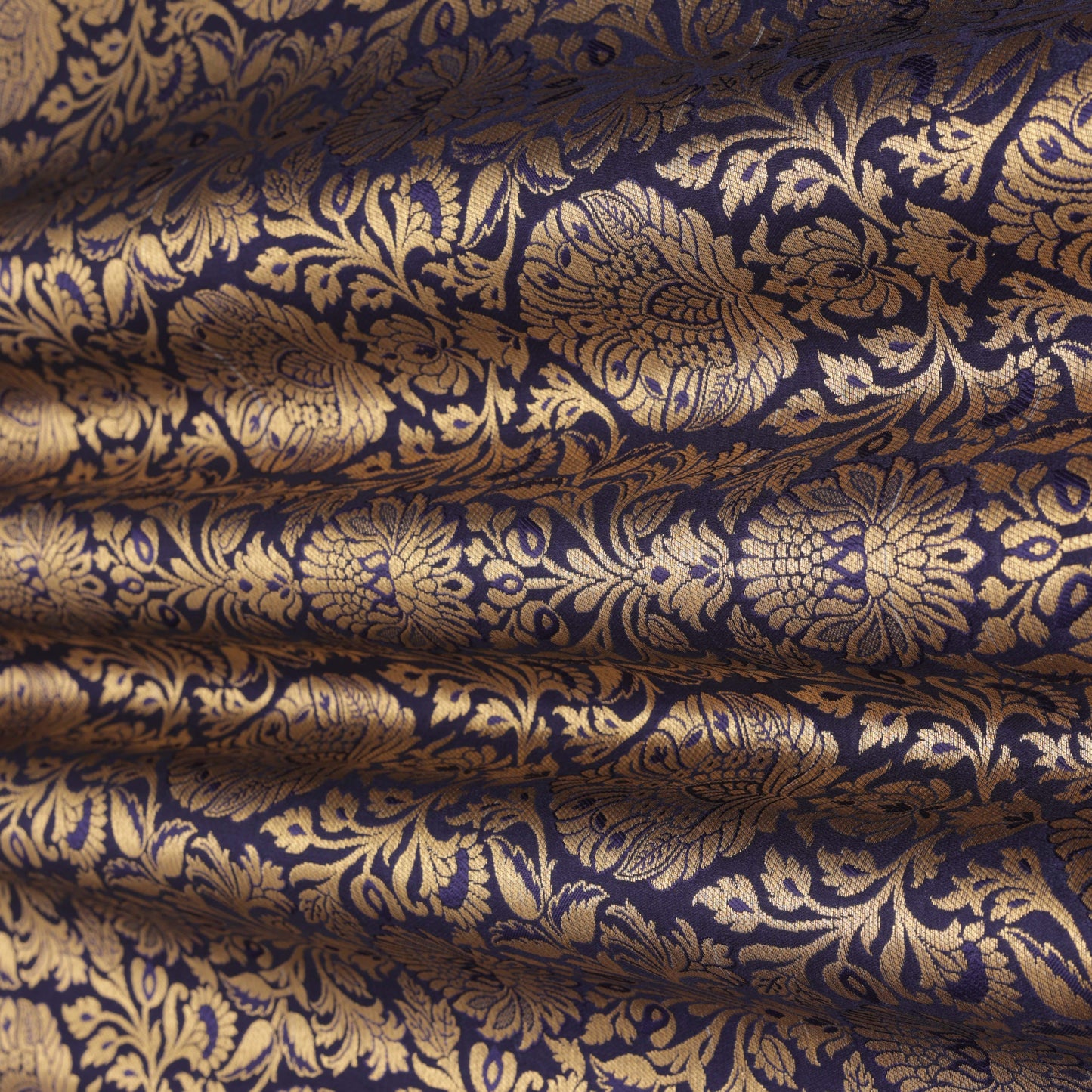 Navy Blue Color Zari Brocade Fabric