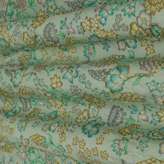 Multi-Color MUSLIN POSITION PRINT Embroidery Fabric
