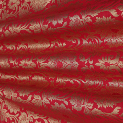 Red Color Zari Brocade Fabric