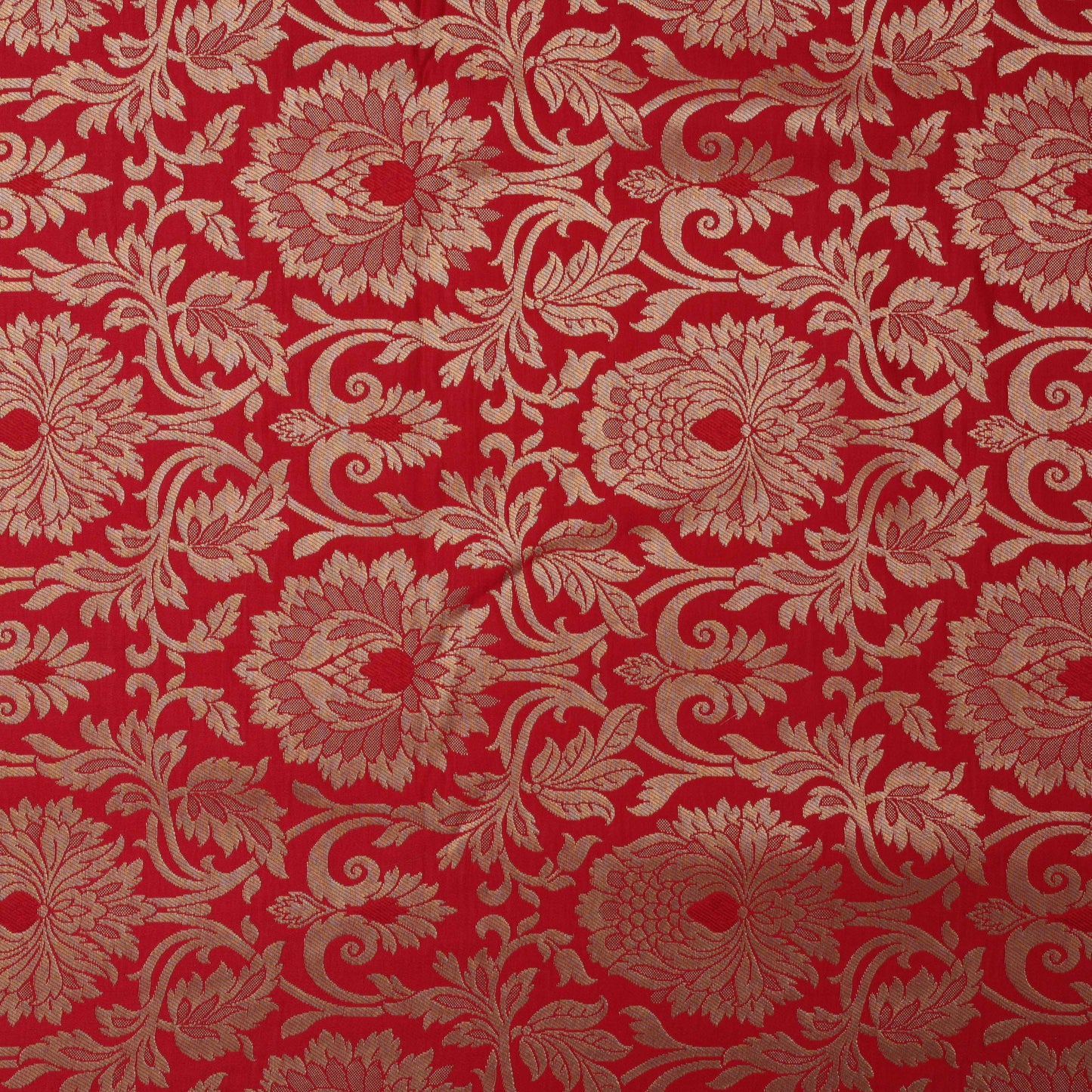 Red Color Zari Brocade Fabric