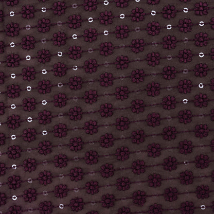 Wine Colored Georgette Embroidery Fabric