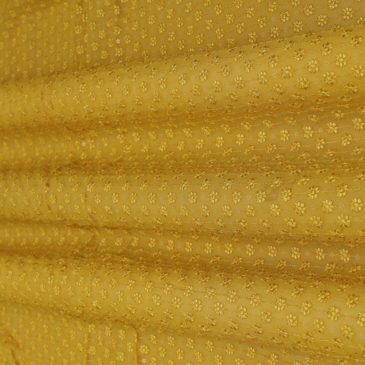 Yellow Colored Georgette Embroidery Fabric