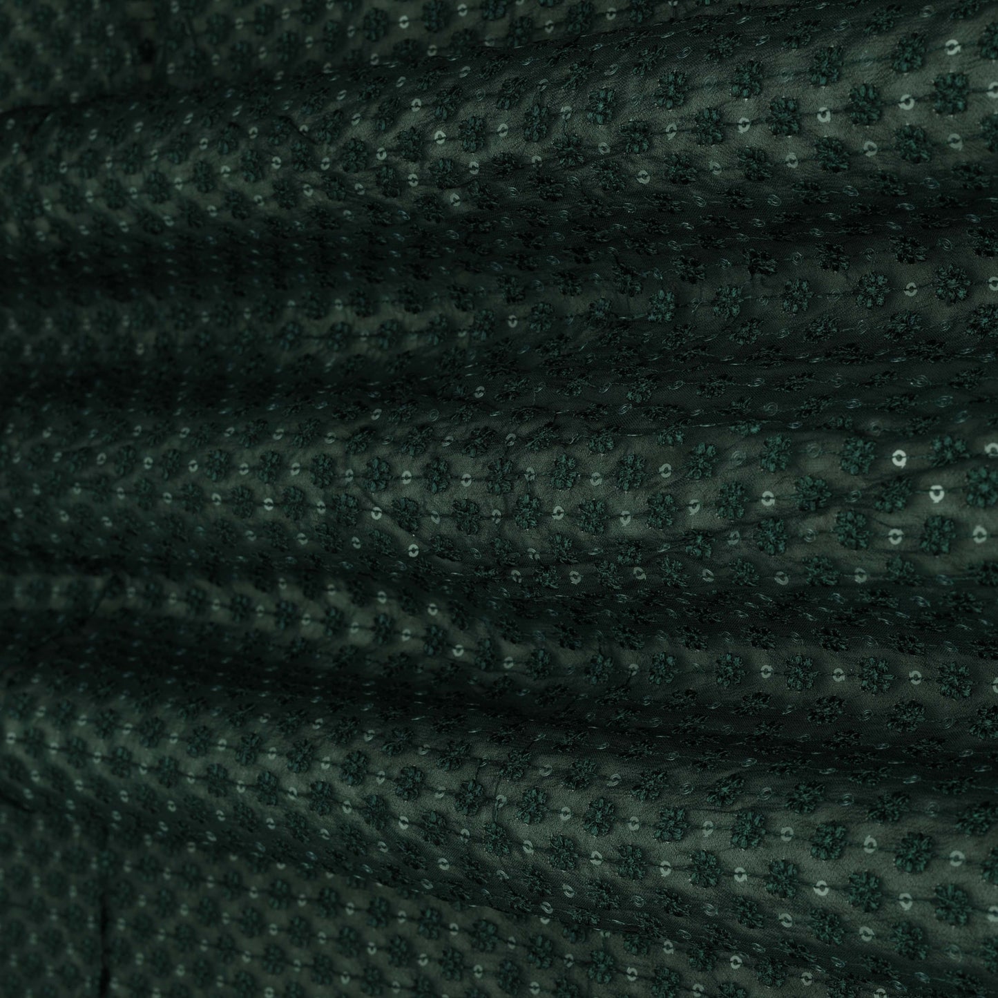Bottle Green Colored Georgette Embroidery Fabric