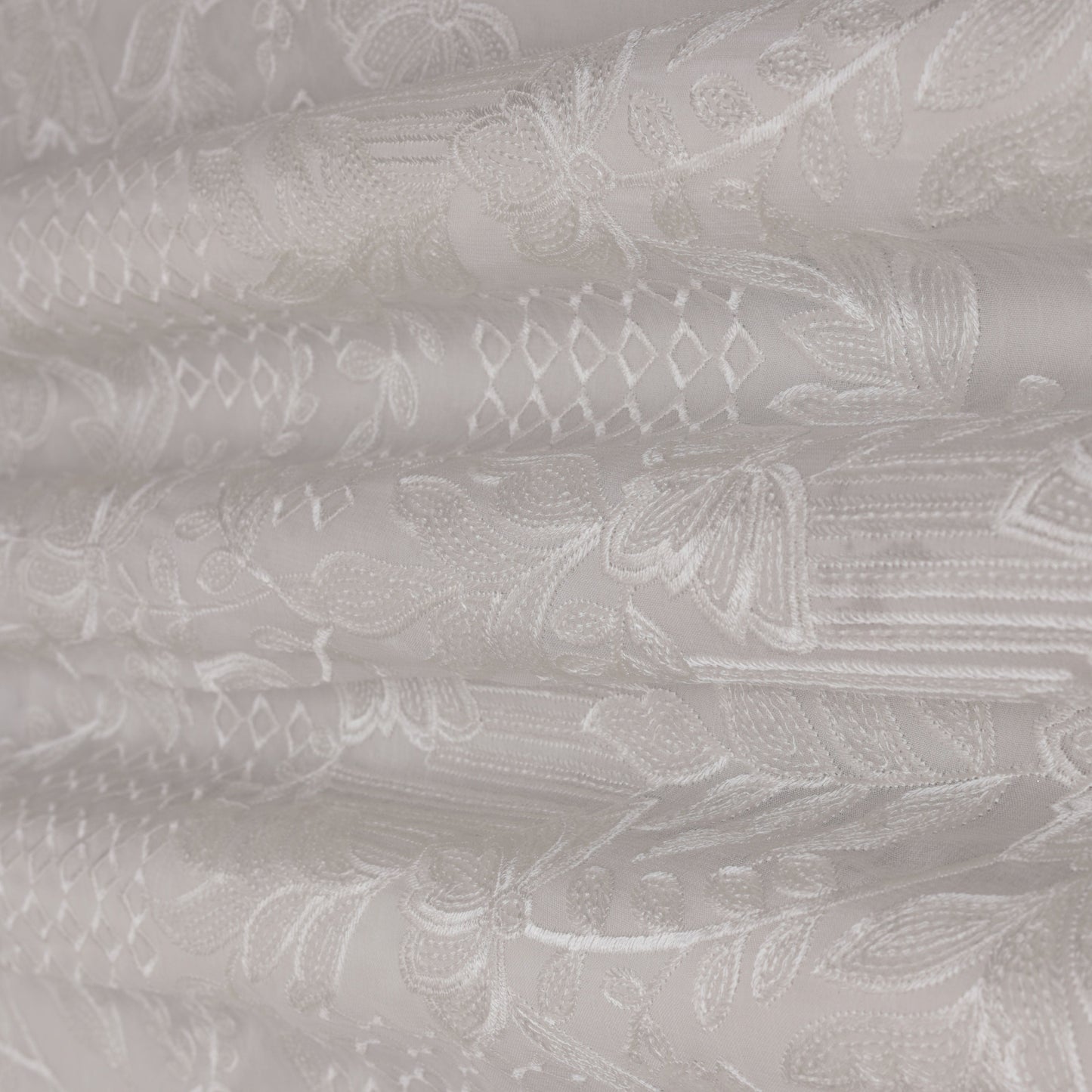 White Color Georgette Embroidery 54" Fabric