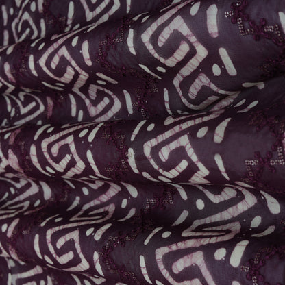 Purple Color Georgette Print Embroidery Fabric