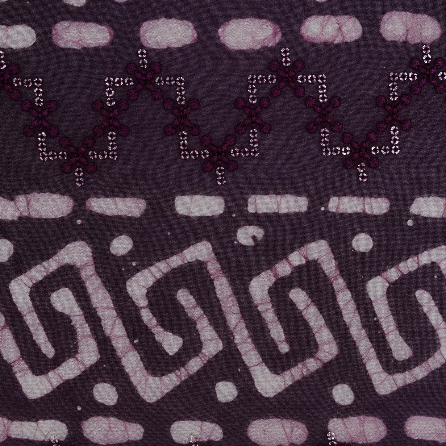 Purple Color Georgette Print Embroidery Fabric