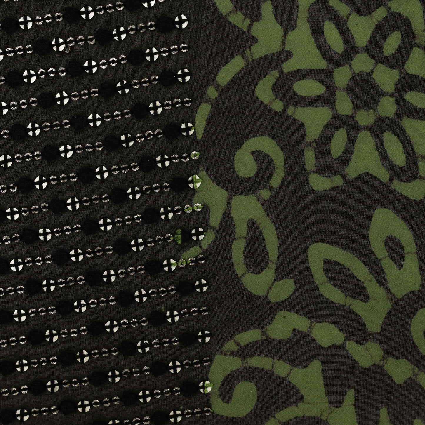 Black Color Georgette Print Border Embroidery Fabric