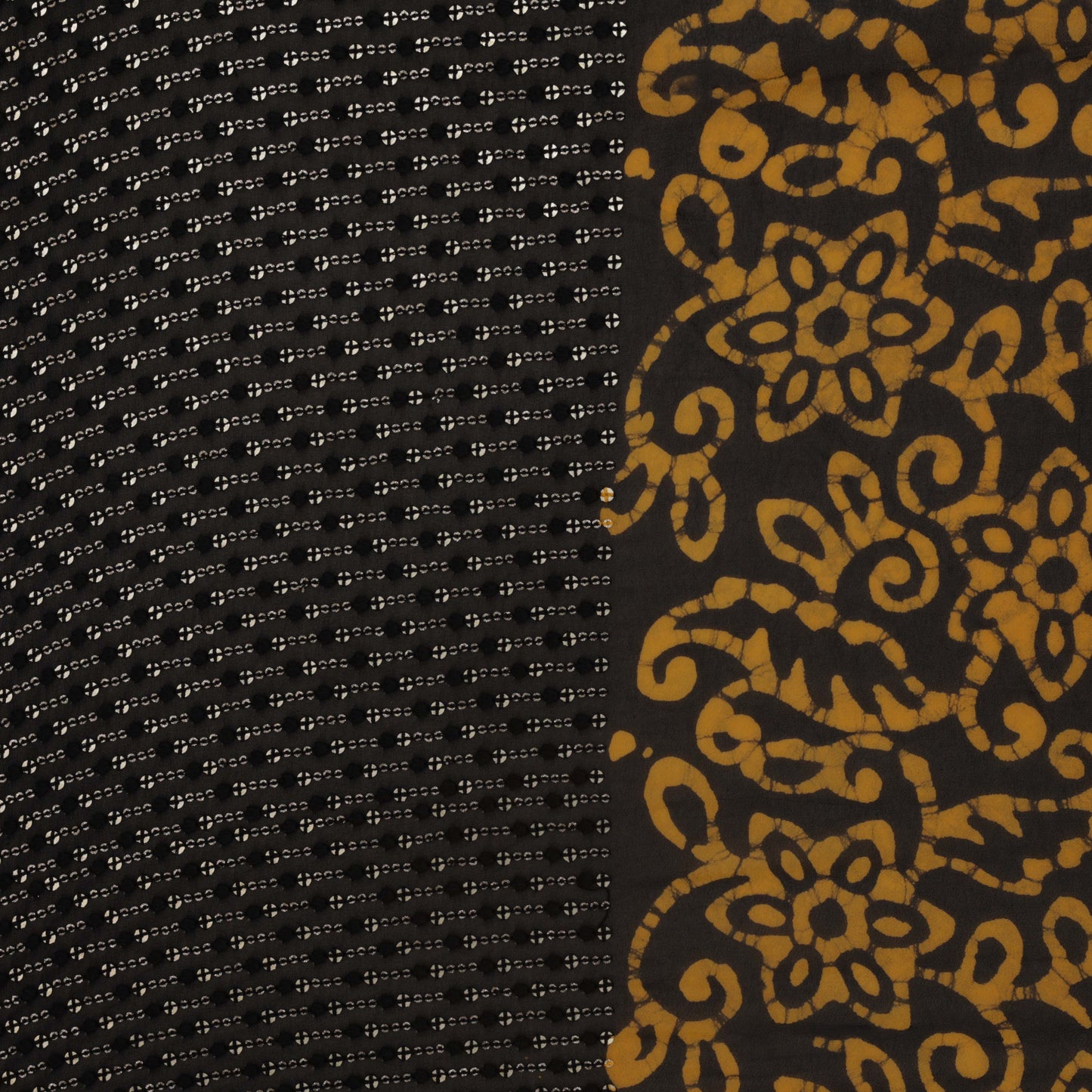 Black Color Georgette Print Border Embroidery Fabric