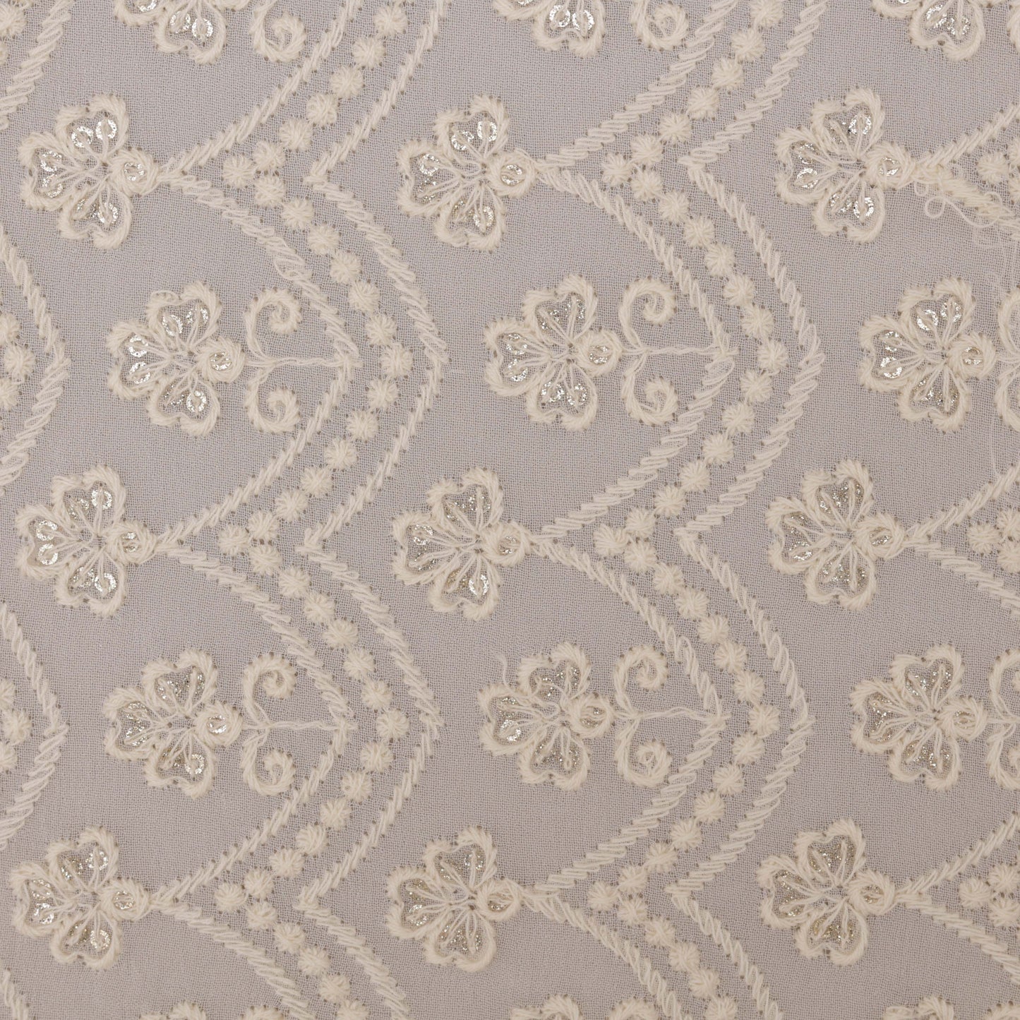 White Color Georgette Embroidery Fabric